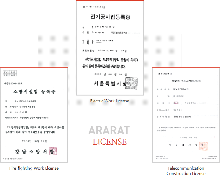 전기공사 면허, 소방공사 면허, 정보통신공사 면허